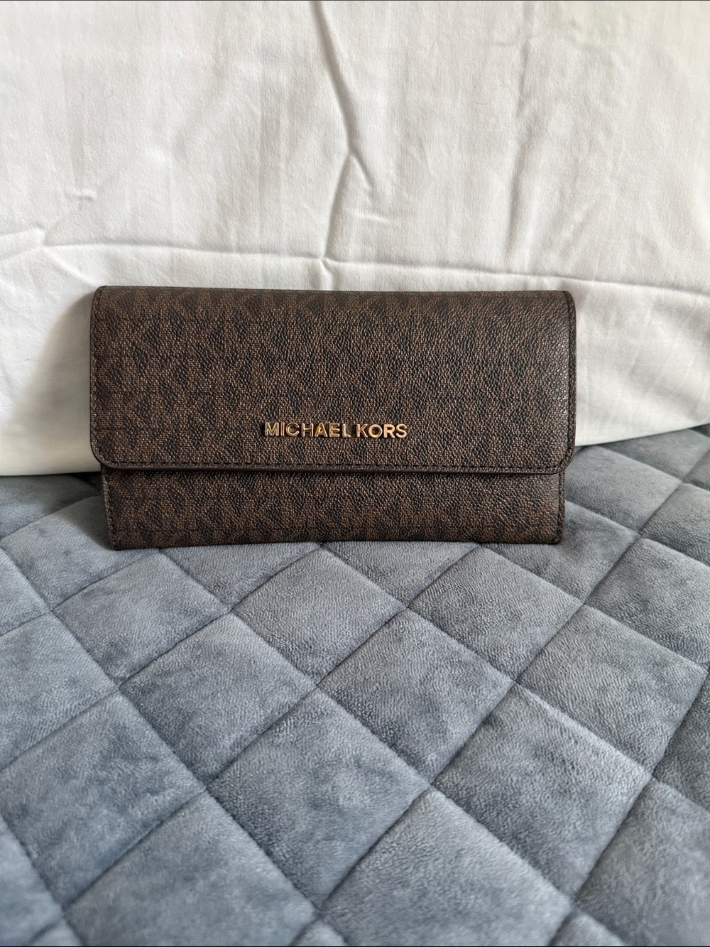 Michael Kors Dark Brown Wallet with Gold Logo